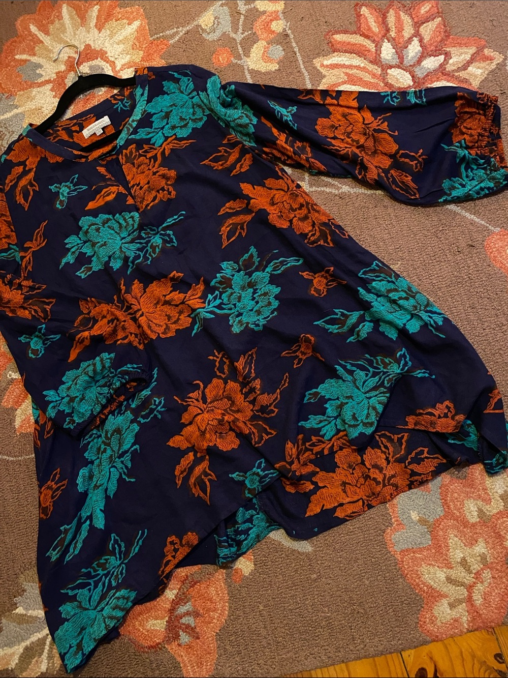 World Market Rayon Floral Print hi-low Tunic